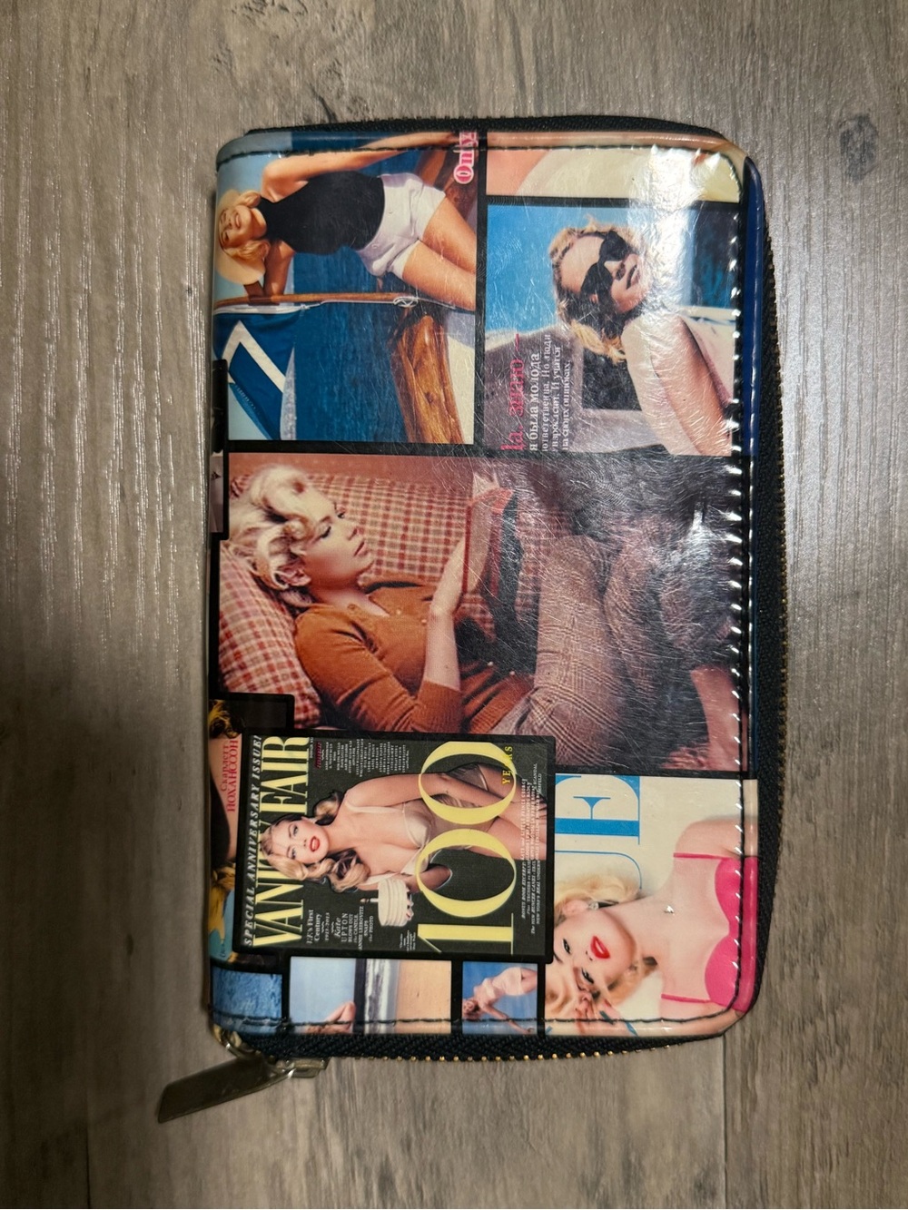 Vintage Hollywood Glam Collage Zip Around Wallet Marilyn Monroe